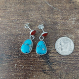 Turquoise Red Coral Earrings